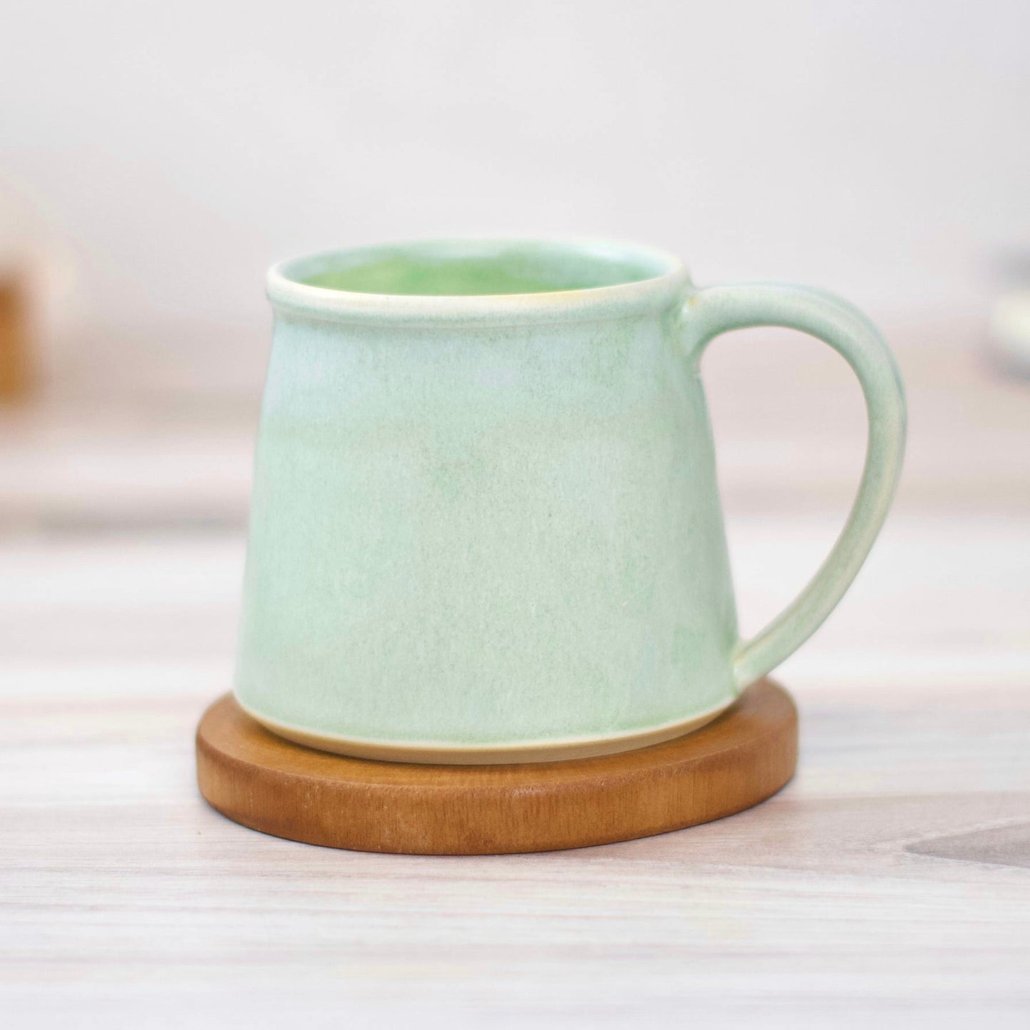 Green and Beige Pottery Mug - Handmade Coffee Cup - Espresso Cup